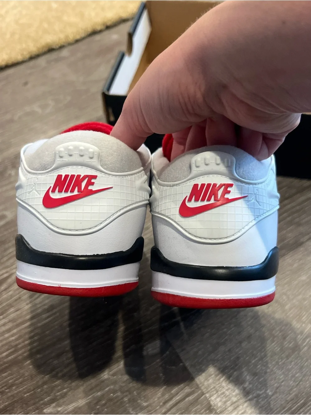 Nike Jordan 4 RM White and Red Low-Top Sneakers size 3Y
